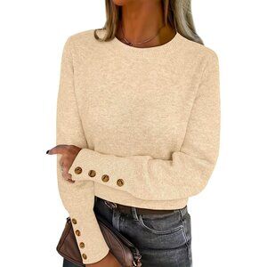 Casual Women's Long Sleeve Sweater - 2025 Fashion Wool Blend Pullover in Apricot